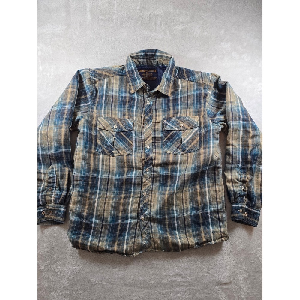 Comfort Outfitter Lined Flannel Shirt Mens XL Plaid Button Up Jacket Shacket Y2K